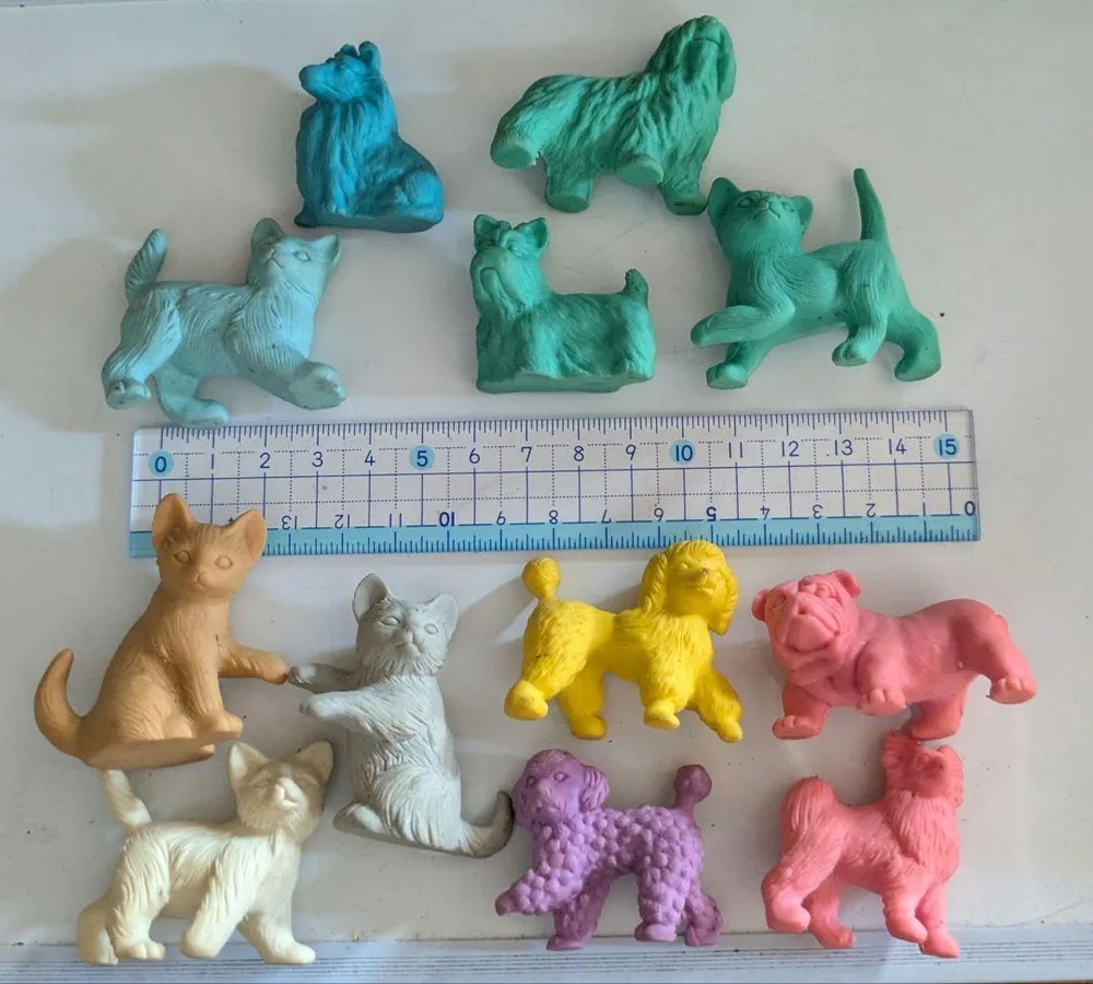 昭和レトロ 動物 消しゴム フィギュア 11体セット 当時物 犬 猫 ミニチュア
