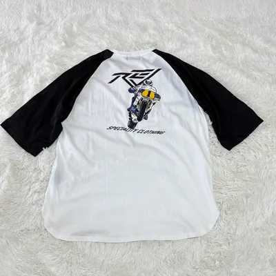 REV SPECIALITY ラグランTシャツ 白×黒 メッシュ バックプリント