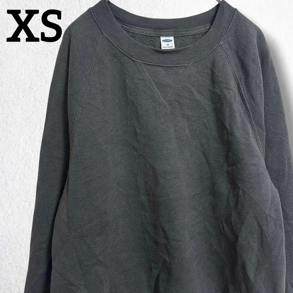 オールドネイビー スウェット クルーネック ラグラン 無地 XS 黒 お出かけ
