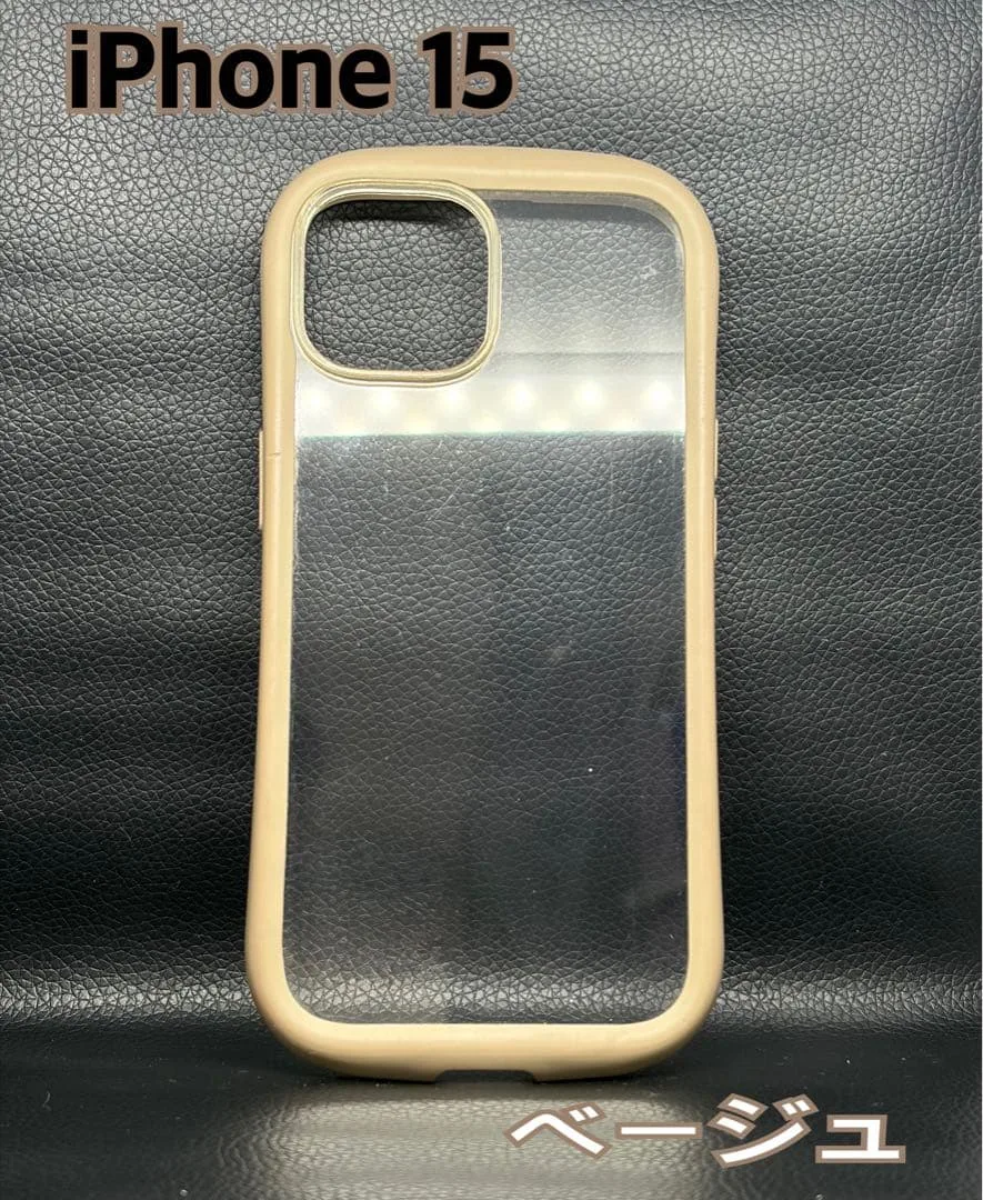 iPhone 15 携帯ケース ベージュ ガラスケース