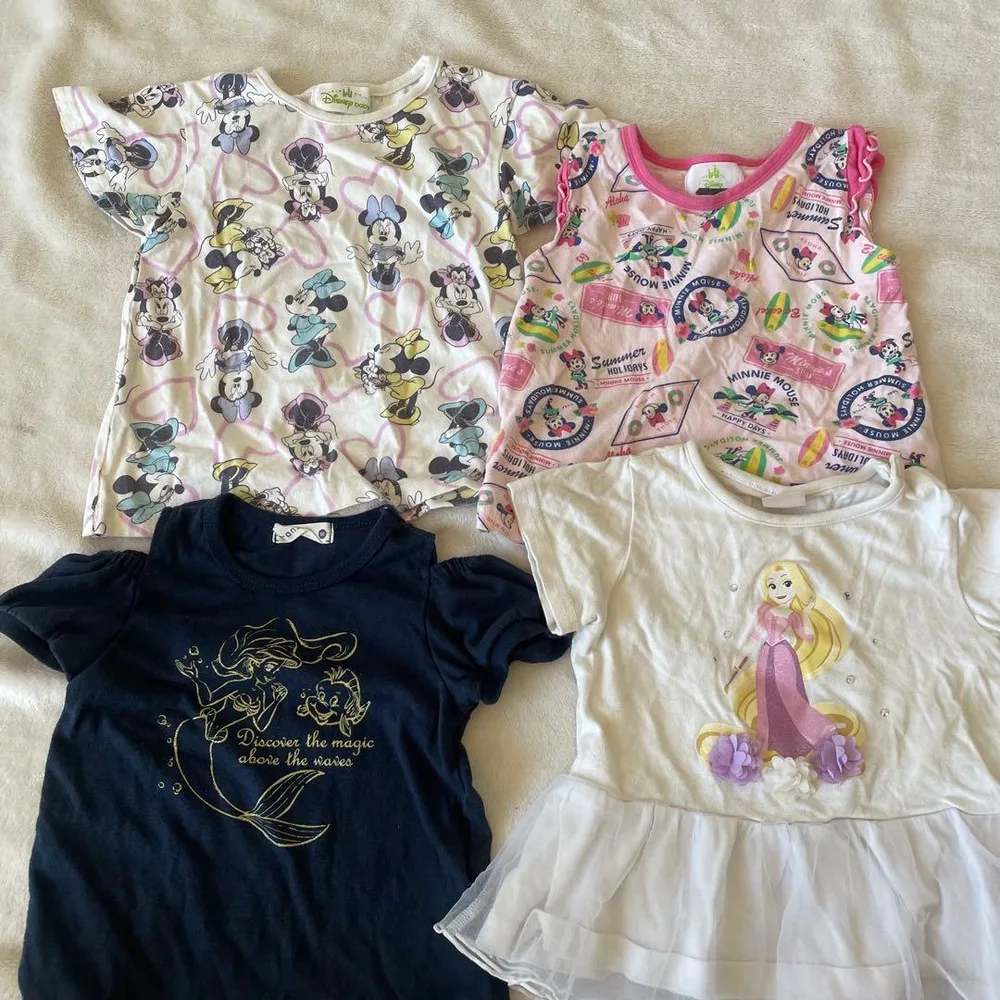 4点まとめ売り女の子90ディズニープリンセスミニーマウス半袖保育園着替え