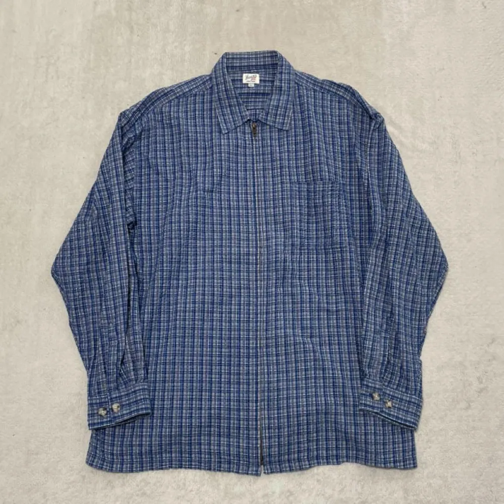 vintage y2k オーバーサイズチェックシャツ zipシャツ 生地◎
