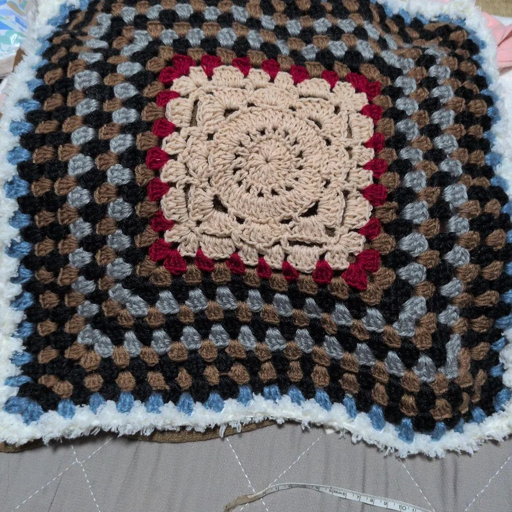 ハンドメイド かぎ針編み モチーフ編みマット