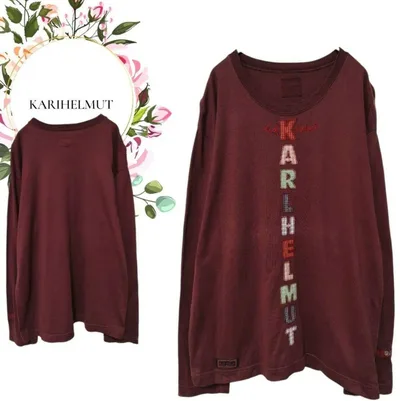 【カールヘルム】メンズ綿100%長袖Tシャツパッチワークチェックロゴワッペン♡М