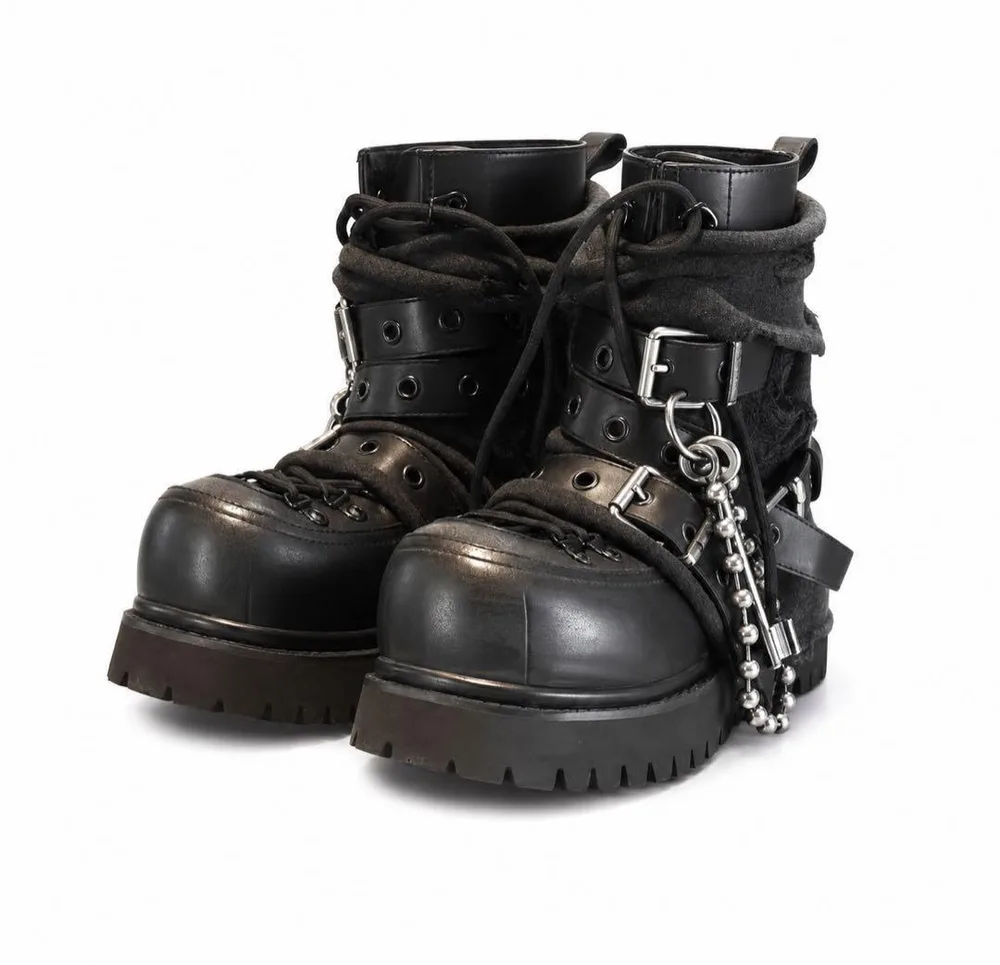 VIOLET ARCHIVE BELTED LEATHER BOOTS
