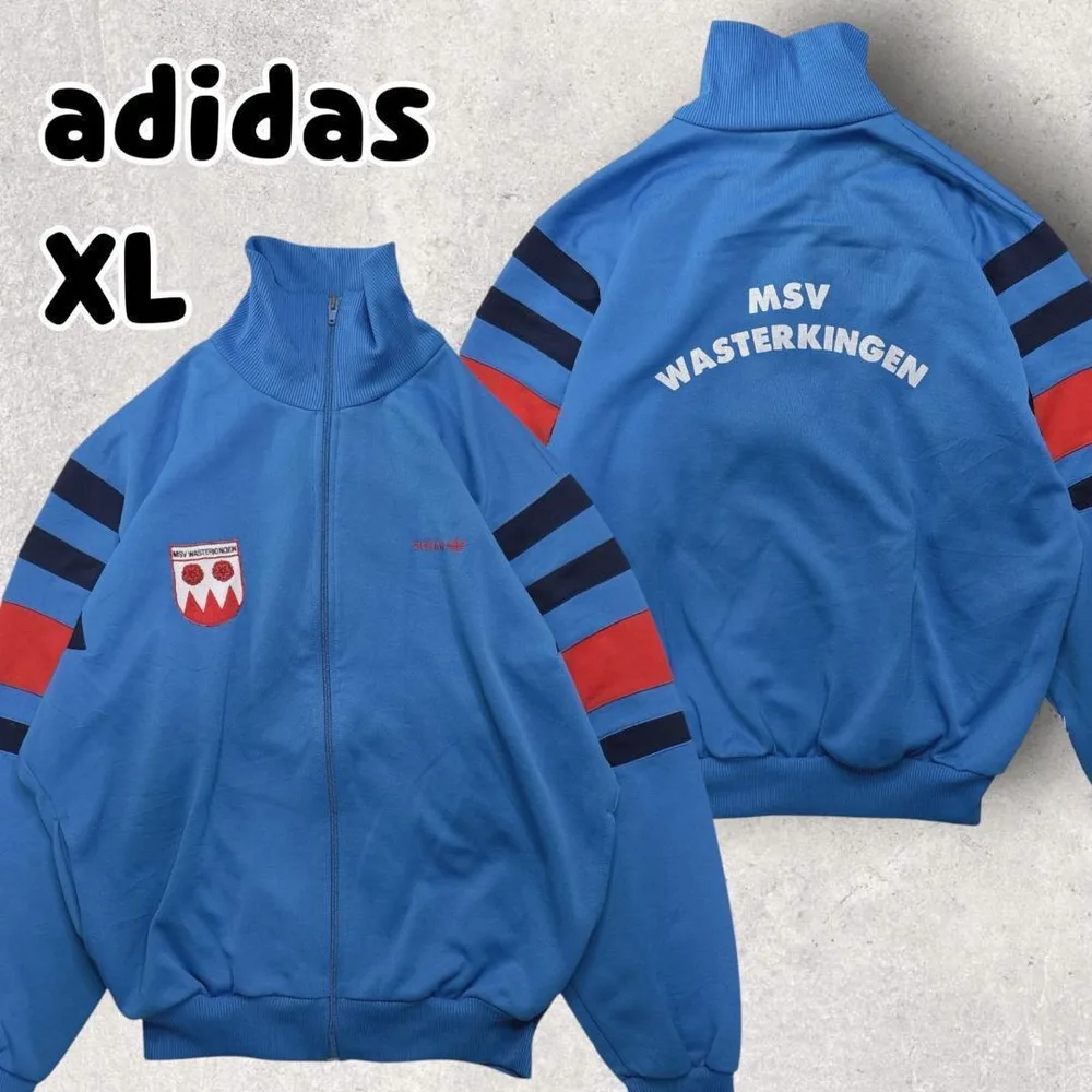 adidas アディダストラックジャケット チームロゴ MSV ブルー XL