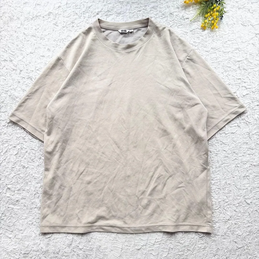 ユニクロユー エアリズムコットンオーバーサイズTシャツ XL ベージュ