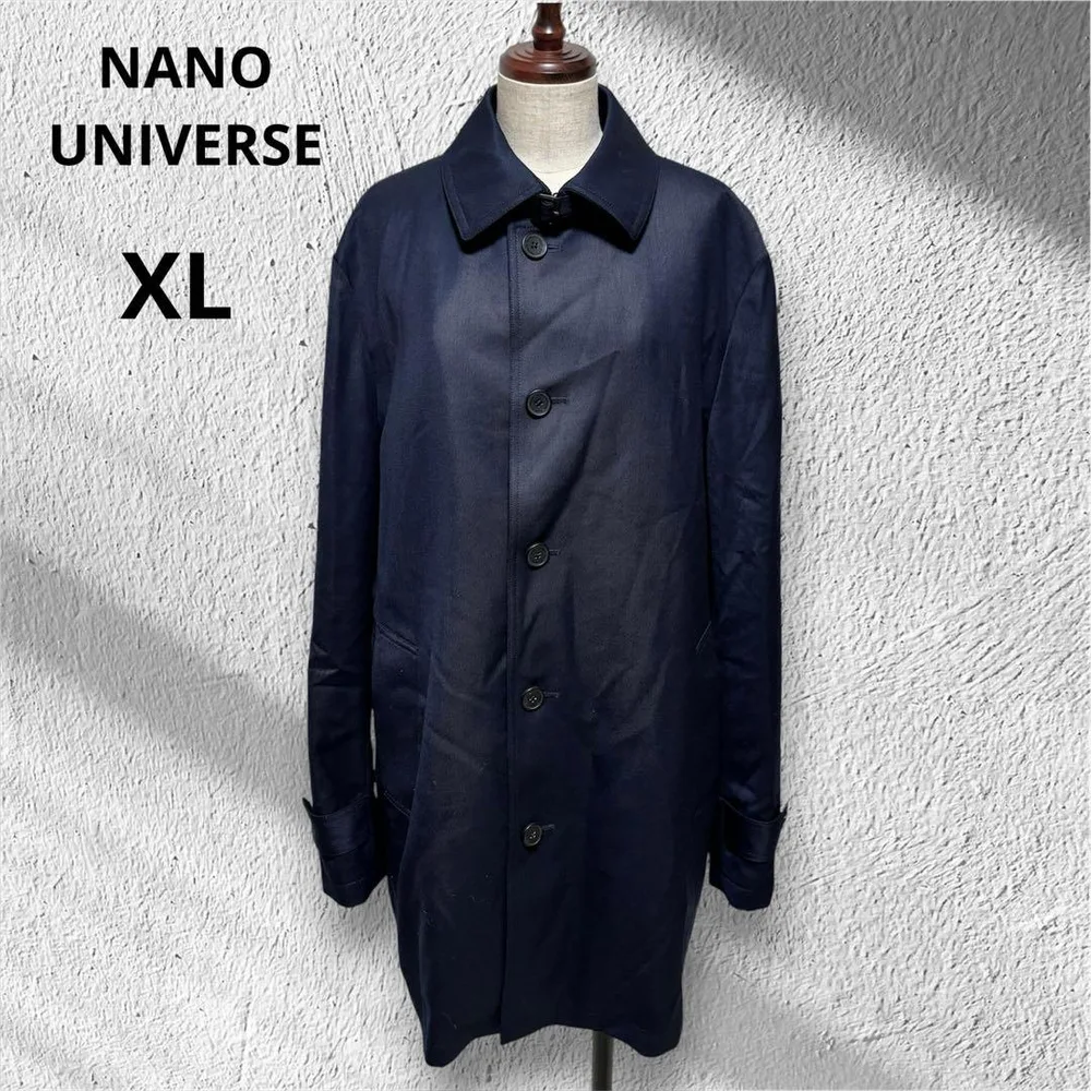 NANO UNIVERSE コート XL 紺 毛 ビジネライナー付き ネイビー