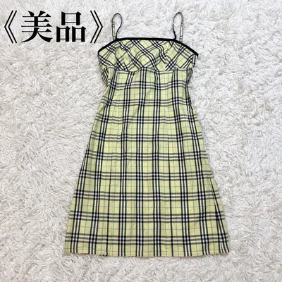 《美品》バーバリーブルーレーベル キャミワンピース ノバチェック ベージュ ミニ