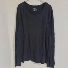 タイムアンドトゥー ロングTシャツ クルーネック 長袖 無地 XL 黒 カジュア