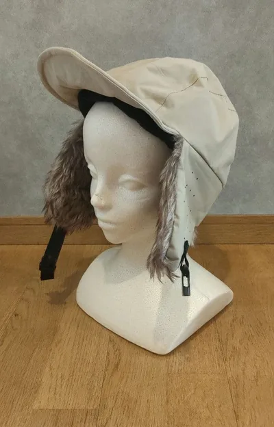 ベージュ フライトキャップ 耳当て付き 帽子 61cm