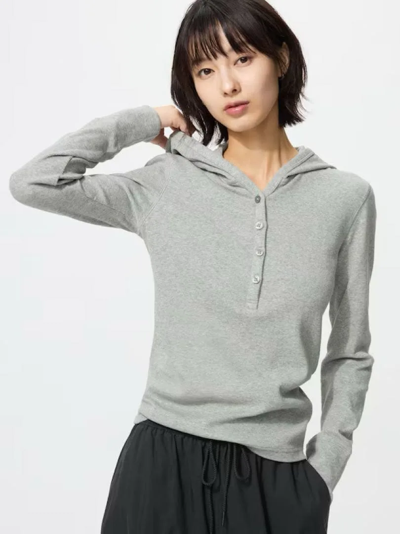 UNIQLO フーデッドリブT