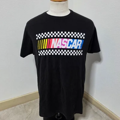 ナスカー/NASCAR レーシングTシャツ 黒【L】メキシコ製 デカロゴ