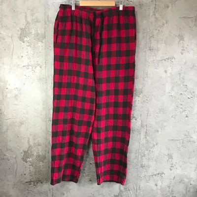 Y2695古着 チェックパンツ パジャマパンツ 赤 黒 90s Y2K