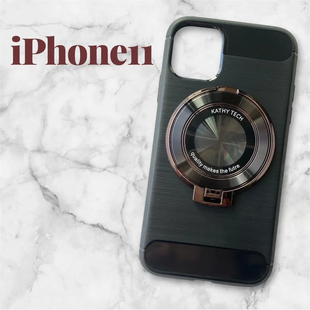 【一部訳あり】 iPhone11 ケース リング付き 黒 KATHY TECH
