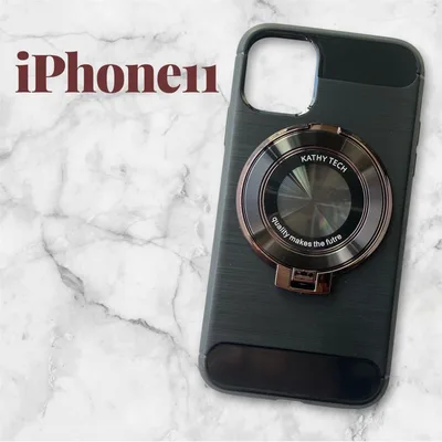 【一部訳あり】 iPhone11 ケース リング付き 黒 KATHY TECH
