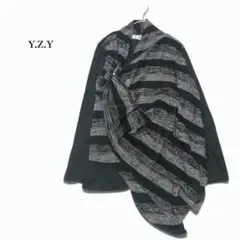 Y.Z.Y♢長袖カットソー 羽織り 綿 掛け合わせ ボーダー ゆったり XL