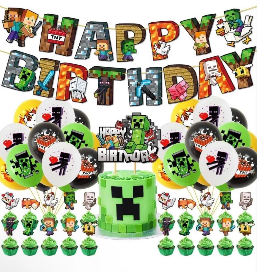 Minecraft Birthday Party Set ชุดวันเกิดลูกโป่ง