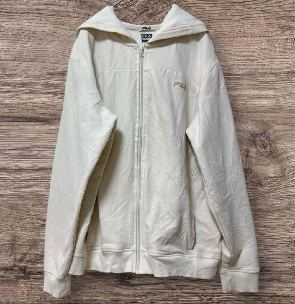FILA ジップパーカー 白 レディースM~L相当 US規格S 海外古着