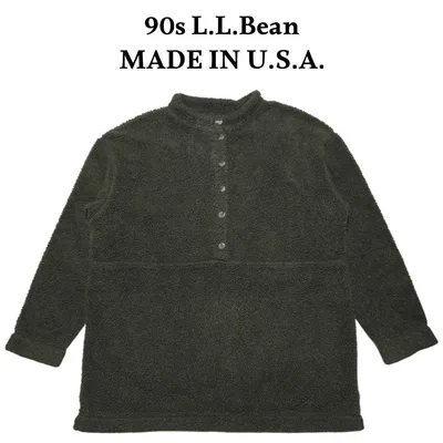 90s USA製 L.L.Bean ヘンリーネックボアフリースプルオーバー