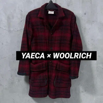 YAECA × WOOLRICH ウール チェック コート レッド 1 日本製