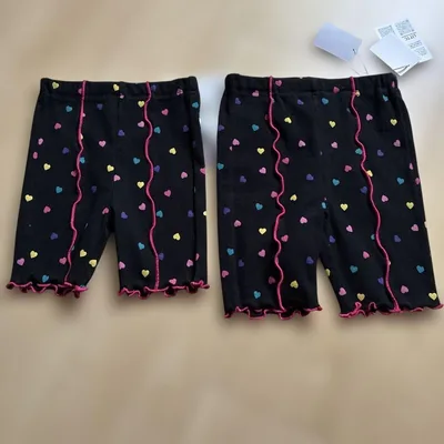 Littc ハート柄 ハーフパンツ 80cm 100cmペアルック 姉妹 兄弟