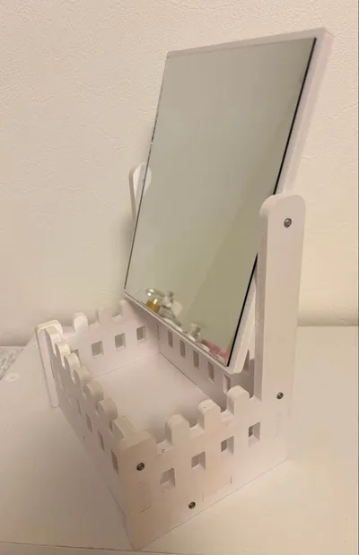 卓上ミラー 収納付き ホワイト 鏡台 ドレッサー