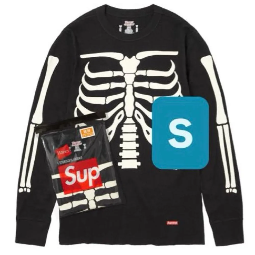 Supreme Hanes bones thermal crew Black S