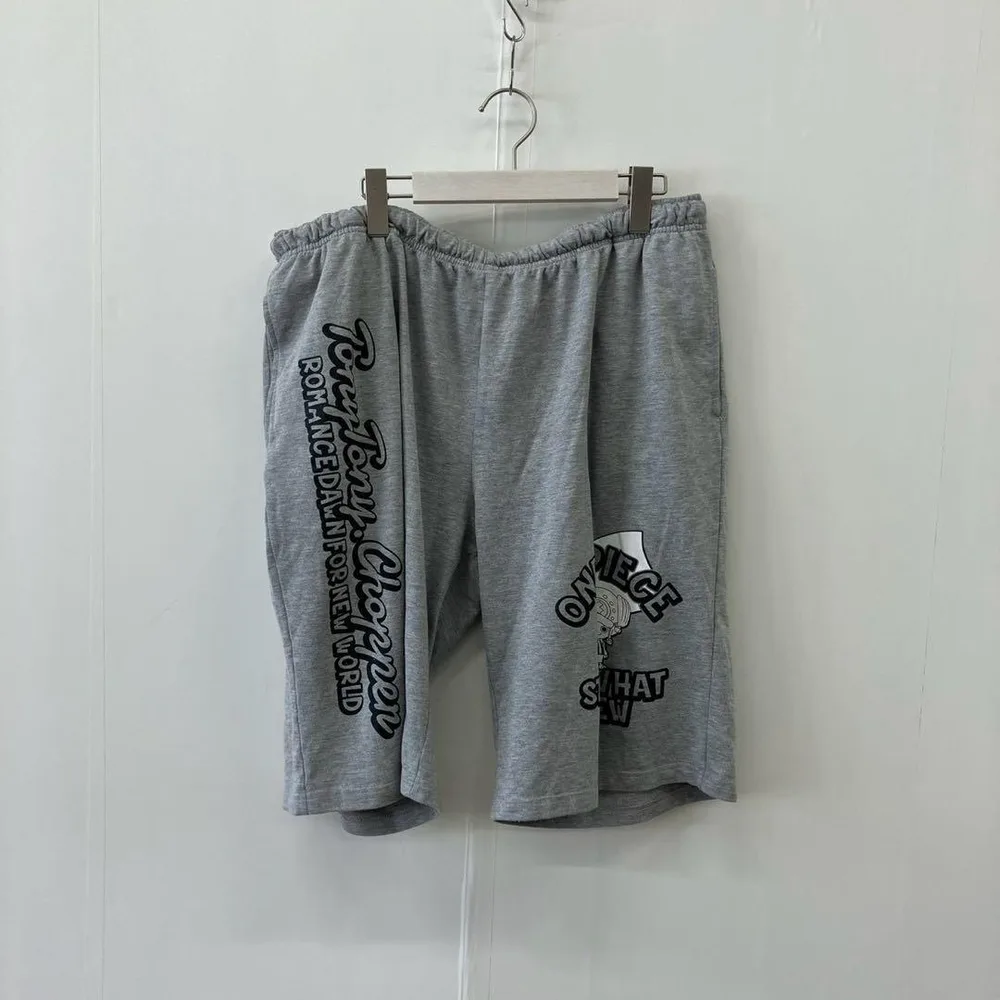 【a-2120】ONEPIECE スウェットハーフパンツ ゆったり グレー 4L