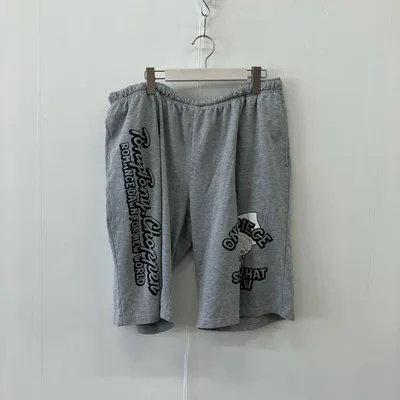 【a-2120】ONEPIECE スウェットハーフパンツ ゆったり グレー 4L