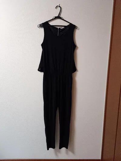 ノースリーブ オールインワン ブラック