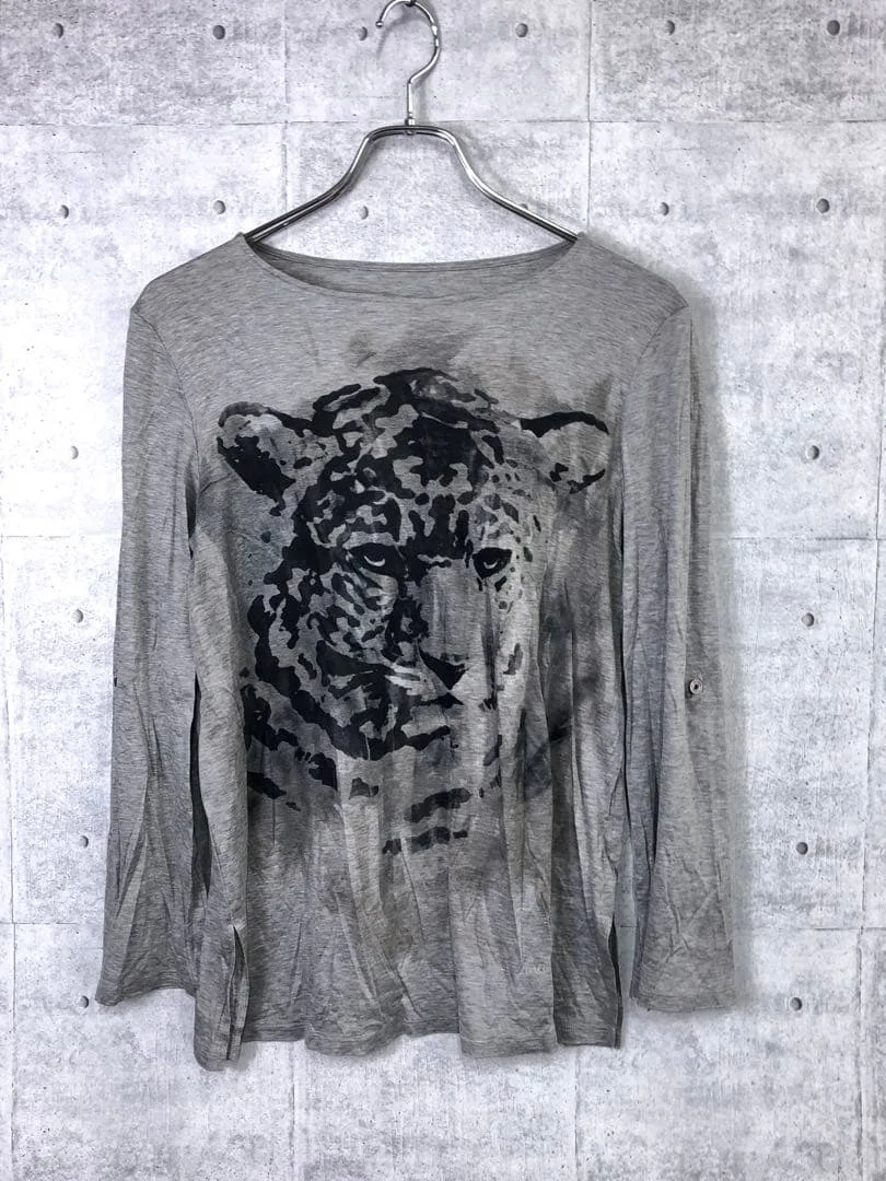 Y2K EVEX 古着 虎 ライガー 墨画 プリント 長袖 Tシャツ