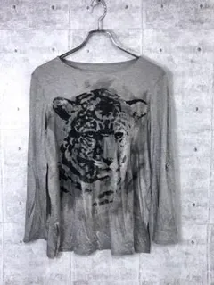 Y2K EVEX 古着 虎 ライガー 墨画 プリント 長袖 Tシャツ