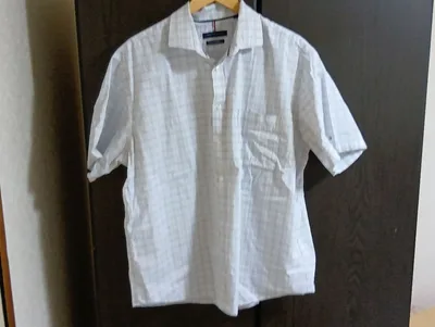 TOMMY HILFIGER 半袖シャツ チェック柄 ライトブルー 70