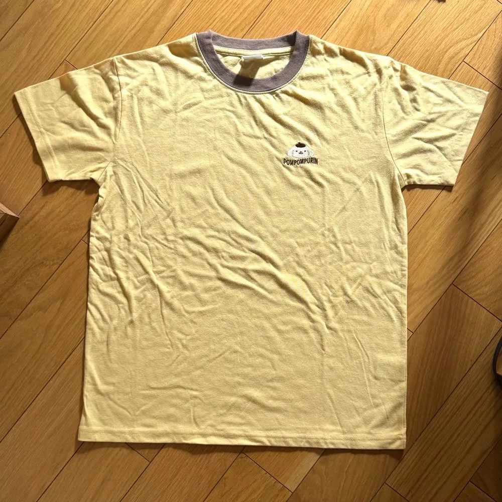 ポムポムプリン Tシャツ 黄色 刺繍 Lサイズ