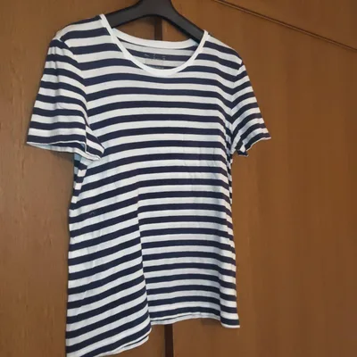 MUJI ボーダー 半袖 Tシャツ ネイビー×ホワイト
