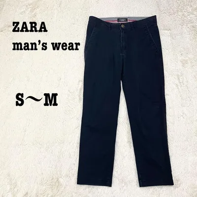 ZARA ザラ チノパン メンズ コットンパンツ ストレッチ ロゴ刺繍 オフィス