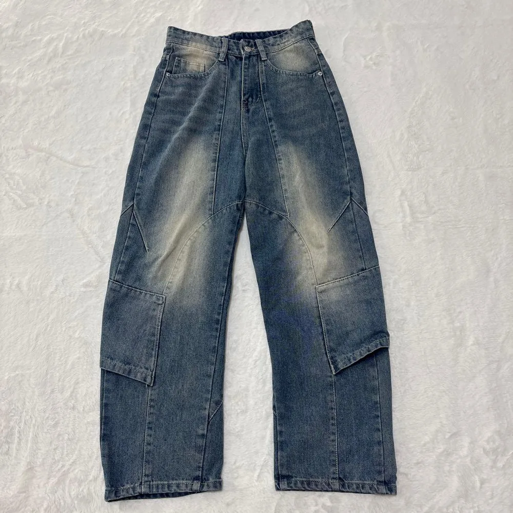 00s y2k ヴィンテージ加工 デニムパンツ ジーンズ 立体裁断 ギミック