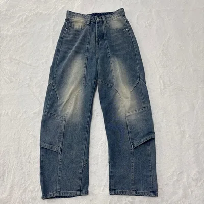 00s y2k ヴィンテージ加工 デニムパンツ ジーンズ 立体裁断 ギミック