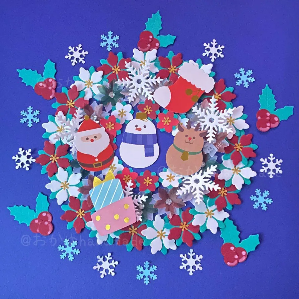 121 クラフトパンチ クリスマス ポインセチア 雪の結晶 柊 サンタ
