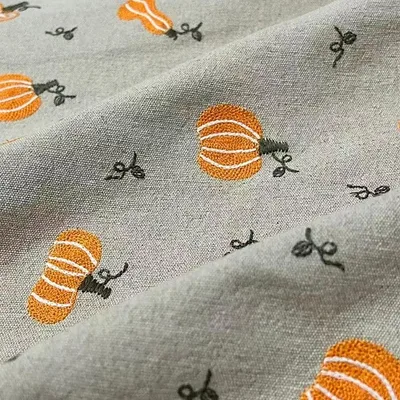 刺繍生地 コットンリネン 綿麻 幅約140cm 1mカット カボチャ