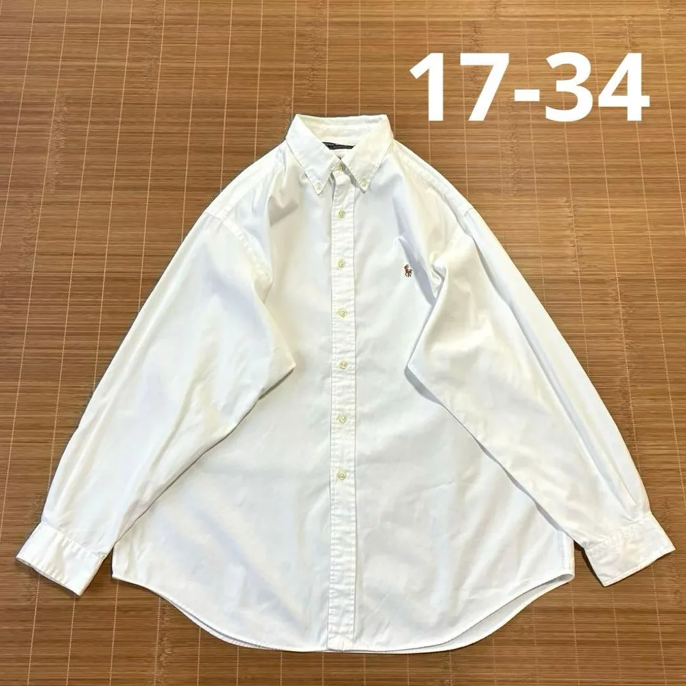 90s ポロラルフローレン ボタンダウン コットンシャツ 17-34 白