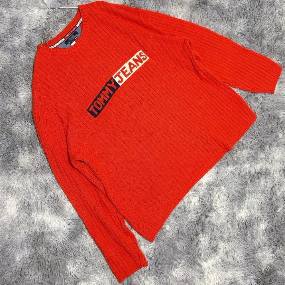 TOMMY JEANS トミージーンズ(XXL)ニット セーター リブ レッド