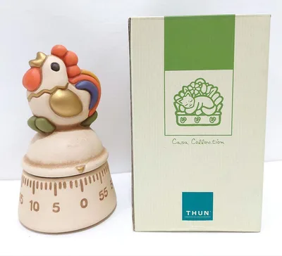 イタリア製 THUN トゥン ニワトリ 鶏 キッチンタイマー 陶器 フィギュリン
