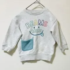BEAMS mini キッズ トレーナー 110cm ロゴ 刺繍 ポケット