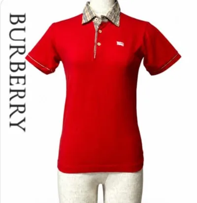 BURBERRY バーバリー 半袖 ポロシャツ レッドレディス Мサイズ