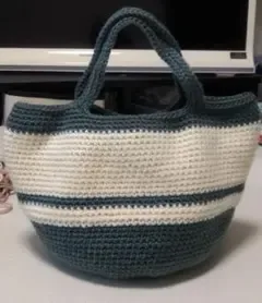 ハンドメイド☆ボーダートートバッグ☆かぎ針編み