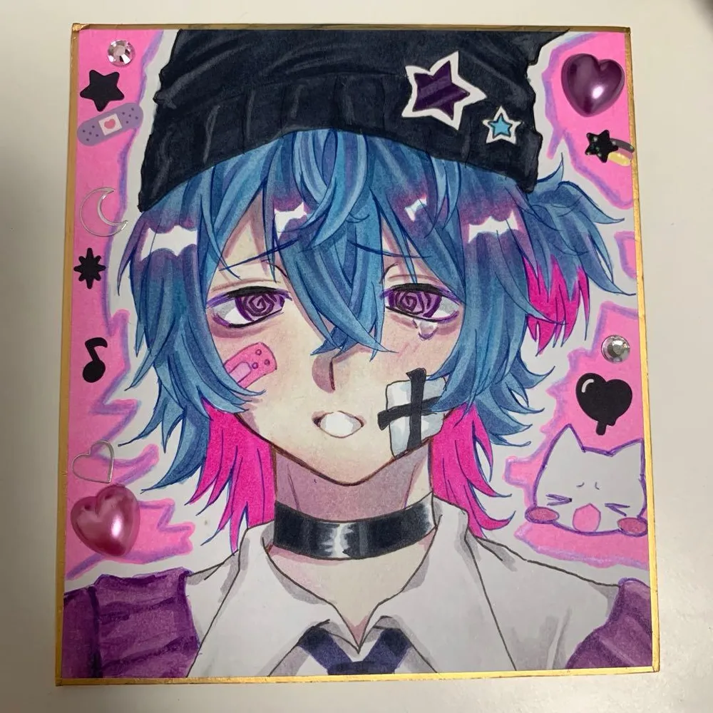 手描きイラスト 色紙