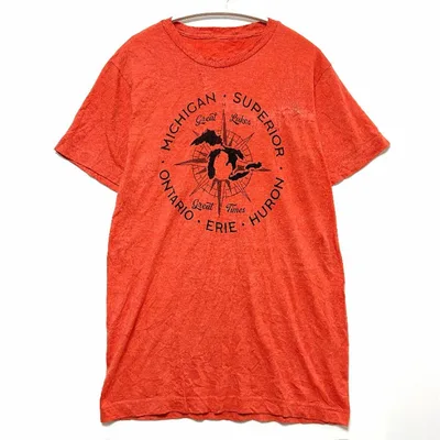 海外古着 半袖 Tシャツ クルーネック プリント S 橙 オレンジ 綿 アメカジ