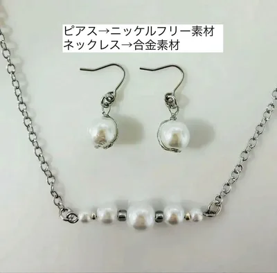 パール ネックレス ピアス(イヤリング) セット 華奢 大人可愛い ハンドメイド